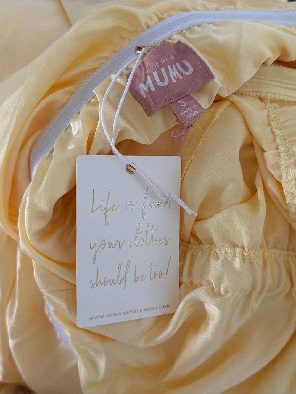 Show Me Your Mumu Strapless Yellow Bridesmaids Dress with neck scarf - Picture 8 of 11